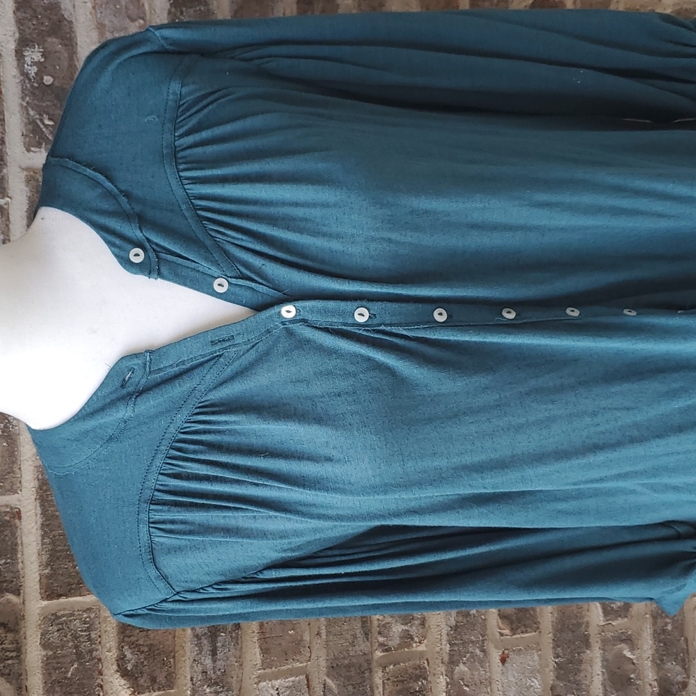 FP Beach Mini Teal Button Up Dress - Picture 2 of 5
